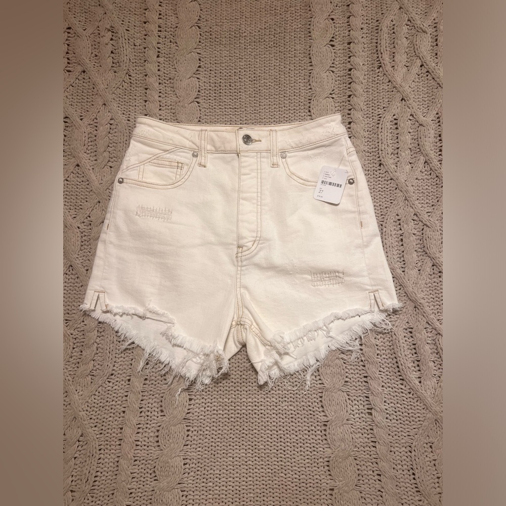 Free People High Waisted Distressed Jean Shorts CRVY - size 27